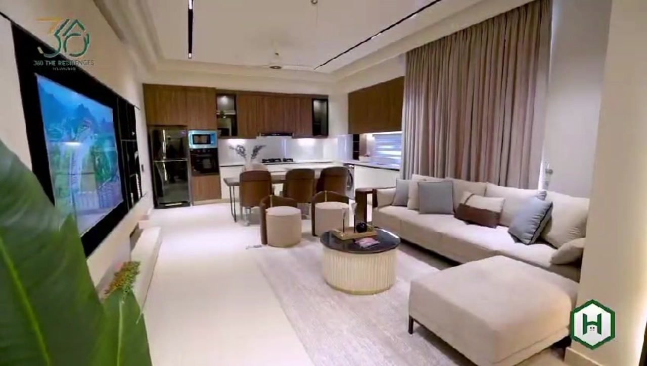 360 The Residences lounge and kitchen